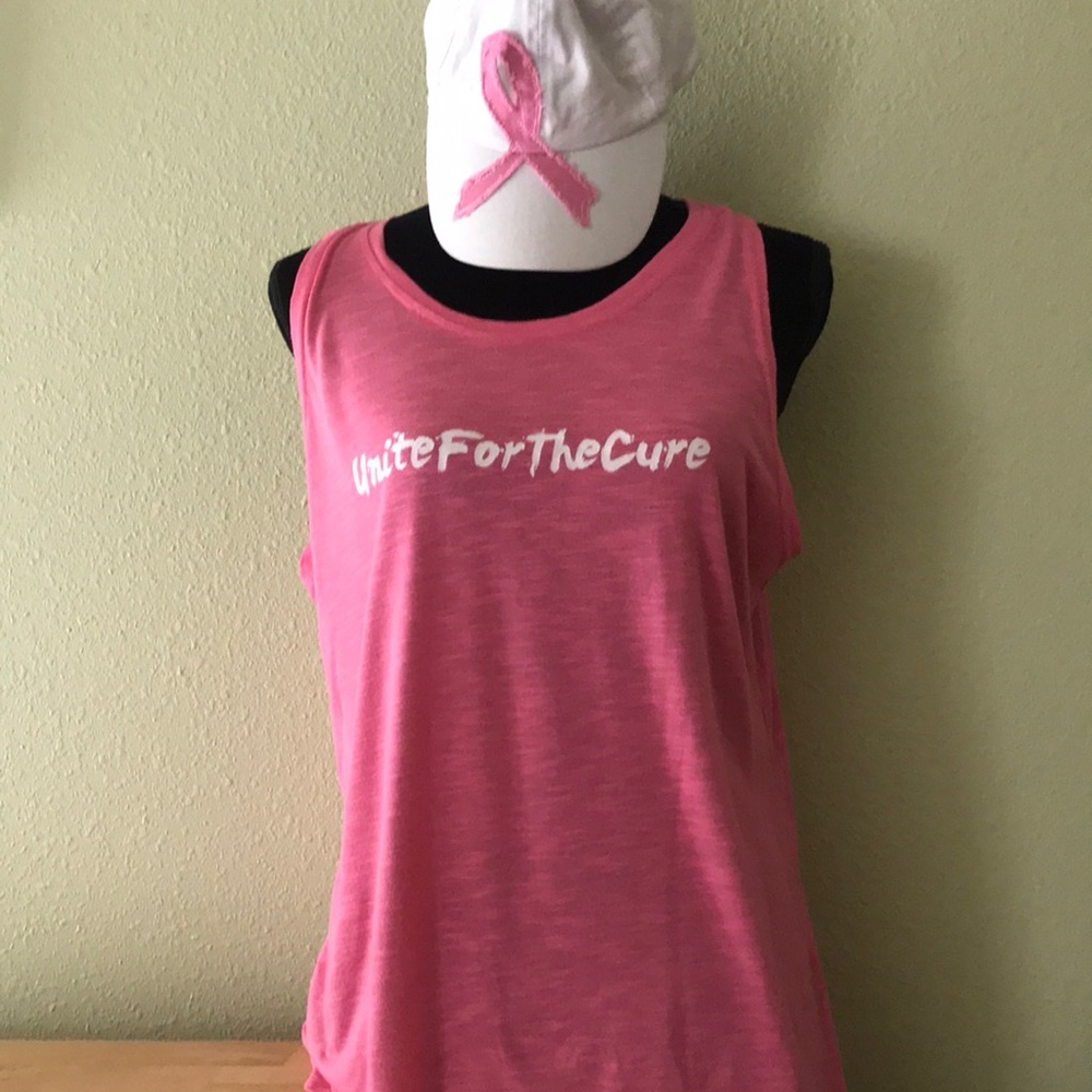 Breast-cancer-awareness/support tank top & ball cap.